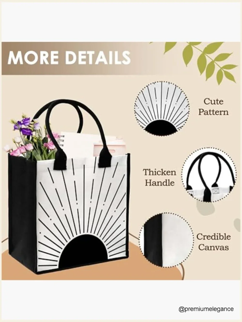 Canvas Tote Bag Reusable Grocery Tote Shopping Beach Bag Birthday Gift